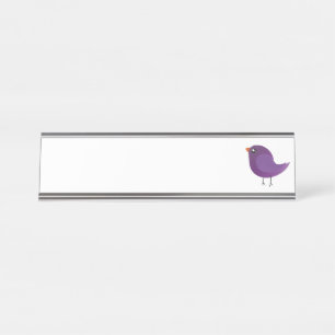 Placa De Mesa Ilustração de Passarinho Roxo Fofo