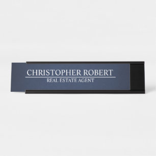 Placa De Mesa Imobiliária Azul Marinho Minimalista