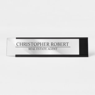 Placa De Mesa Imóveis Silver Elegante
