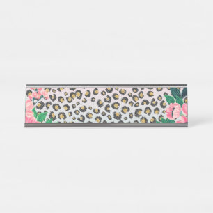 Placa De Mesa Impressão de Leopard com Brilho Rosa Ombre
