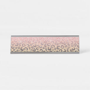 Placa De Mesa Impressão de Leopardo Preto Glitter Dourado Elega