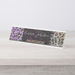 Placa De Mesa Impressão de Leopardo Preto, Preto, Azul-Cor-de-R