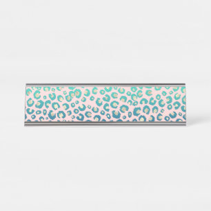 Placa De Mesa Impressão-leopardo Dourada Elegante Cor-de-rosa