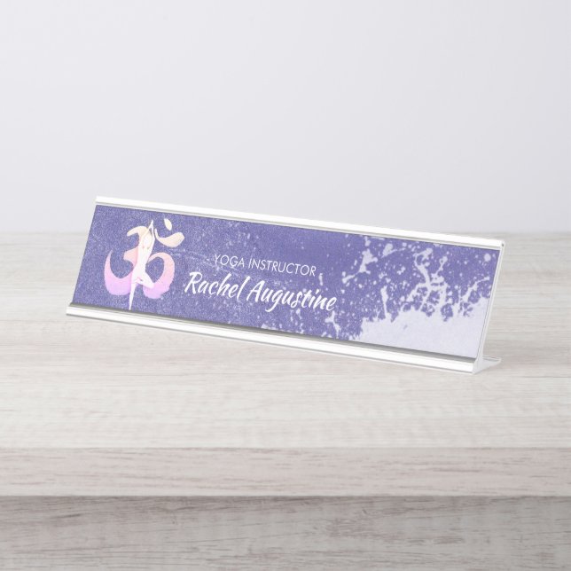 Placa De Mesa Indicador de Meditação Yoga Pose Om (Frente)