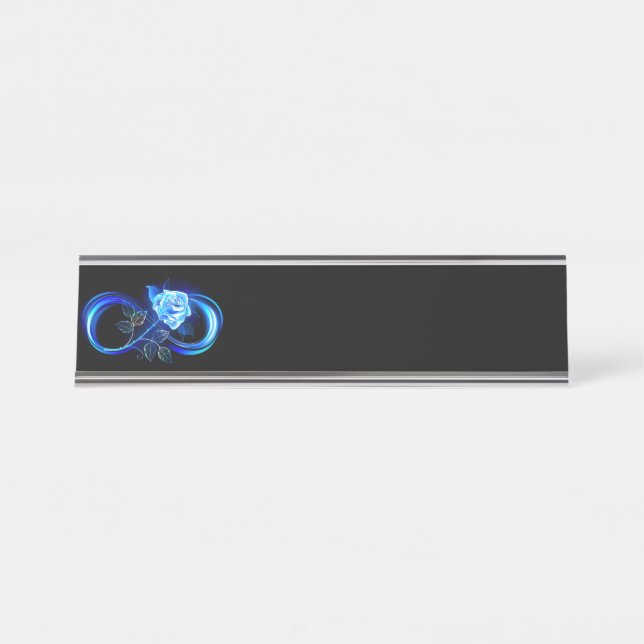 Placa De Mesa Infinidade brilhante com rosa azul (Frente)
