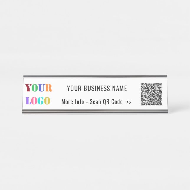 Placa De Mesa Informações de verificação de código QR personaliz (Frente)
