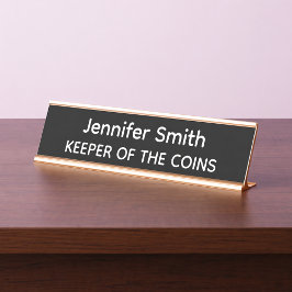 Placa De Mesa Keeper of the Coins Personalized Name Plate