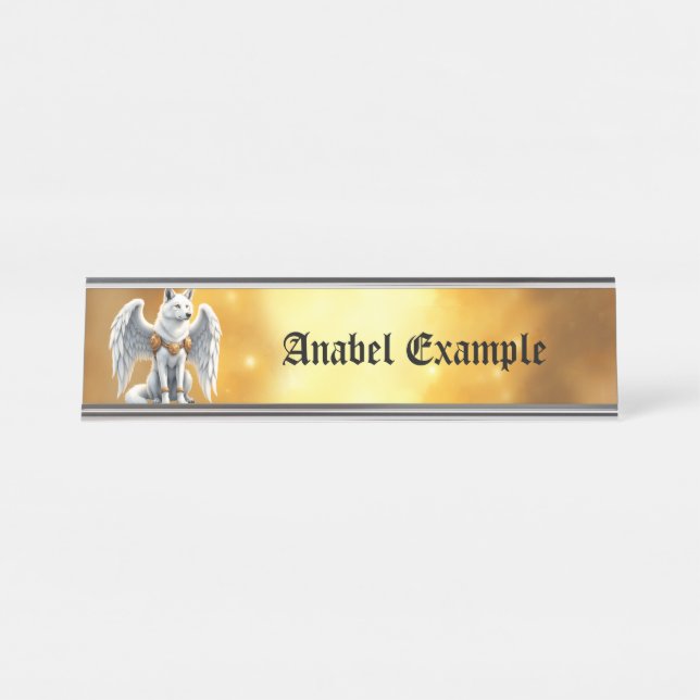 Placa De Mesa Keeper of the Dawn – The White Winged Wolf.  (Frente)