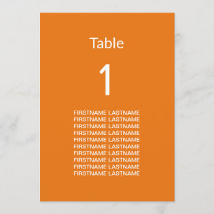 Placa de Mesa Laranja Moderna com Nomes de Convida