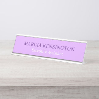 Placa De Mesa Lilás Lavanda Claro Moderno Profissional