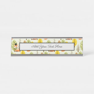 Placa De Mesa Linda Raposa Laranja Árvores de Outono Floresta Hi