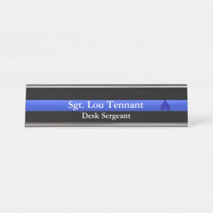 Placa De Mesa Linha Azul Fino - Sargento Stripes Rank Nameplate