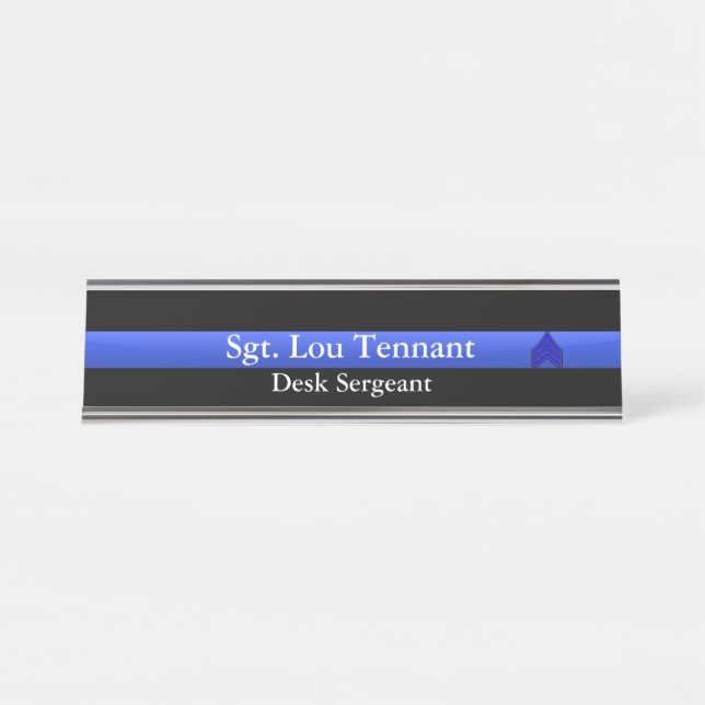 Placa De Mesa Linha Azul Fino - Sargento Stripes Rank Nameplate (Frente)
