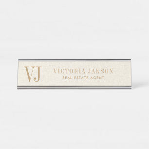 Placa De Mesa Linhagem De Cerco Leve Com Monograma De Banho