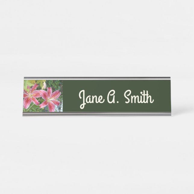 Placa De Mesa Lírios Stargazer Jardim Floral (Frente)