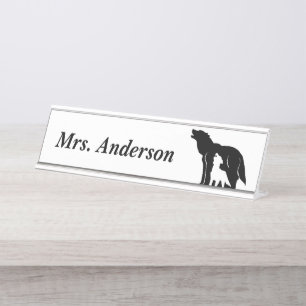Placa De Mesa Lobos Negro e Branco
