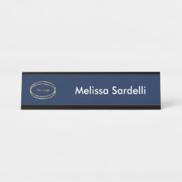 Placa De Mesa Logotipo Azul Minimalista Moderno Personalizado pa