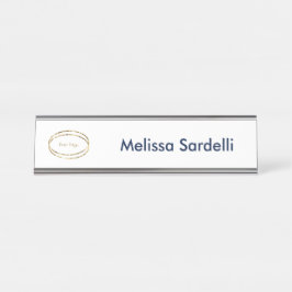Placa De Mesa Logotipo Azul Minimalista Moderno Personalizado pa