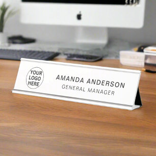 Placa De Mesa Logotipo comercial personalizado l preto e branco