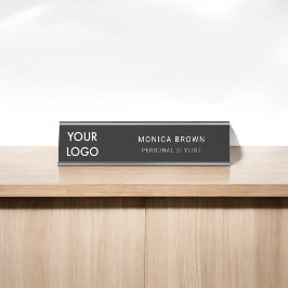 Placa De Mesa Logotipo comercial preto simples