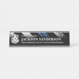 Placa De Mesa Logotipo da Linha Azul Fina do Departamento de Ofi