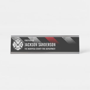 Placa De Mesa Logotipo da Linha Vermelha Fina do Departamento de