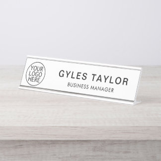 Placa De Mesa Logotipo de sua empresa e nome de funcionário pers