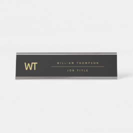 Placa De Mesa Logotipo Dourado preto personalizado