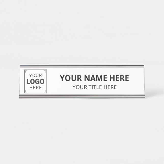 Placa De Mesa Logotipo Empresarial Personalizado (Frente)