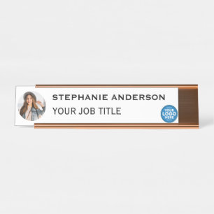 Placa De Mesa Logotipo Empresarial Personalizado Preto e Branco 