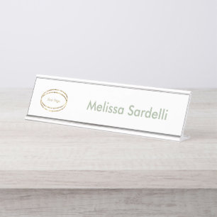 Placa De Mesa logotipo empresarial verde sage moderno simples pe
