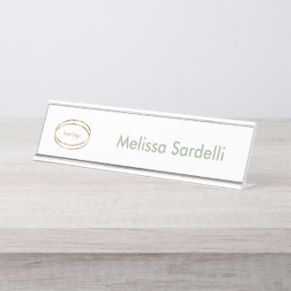 Placa De Mesa logotipo empresarial verde sage moderno simples pe
