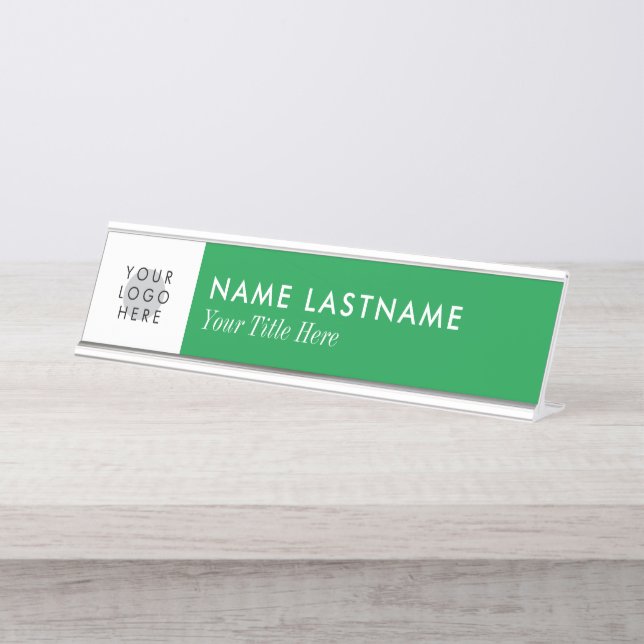 Placa De Mesa Logotipo Personalizado Brilhante Kelly Green Minim (Frente)