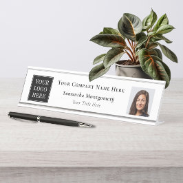 Placa De Mesa Logotipo Personalizado da Empresa Nome Título Foto