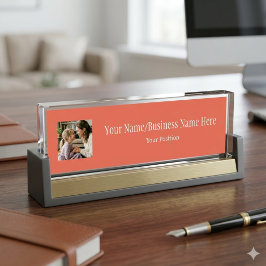 Placa De Mesa Logotipo Personalizado em Terracota com Foto e Nom