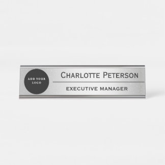 Placa De Mesa Logotipo Personalizado Executivo Metálico Luxuoso 