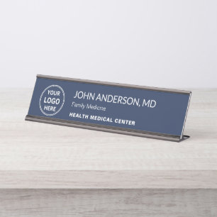 Placa De Mesa Logotipo Personalizado Marinho Médico de Saúde