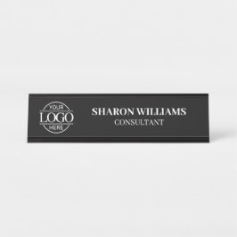 Placa De Mesa Logotipo personalizado | Minimalista branco preto