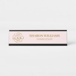 Placa De Mesa Logotipo personalizado | Minimalista de cor-de-ros