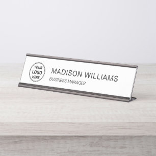 Placa De Mesa Logotipo personalizado moderno Branco corporativo