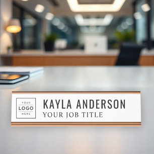 Placa De Mesa Logotipo Personalizado Moderno Branco para Funcion