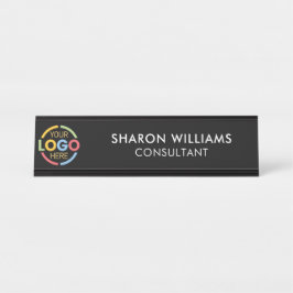 Placa De Mesa Logotipo personalizado moderno | Minimalista preto