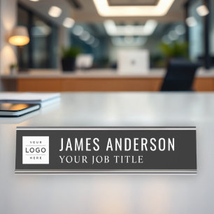Placa De Mesa Logotipo Personalizado Moderno Preto para Funcioná