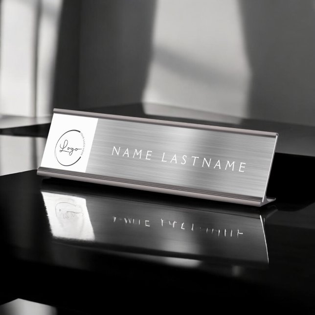 Placa De Mesa Logotipo personalizado moderno Silver Professional (Criador carregado)