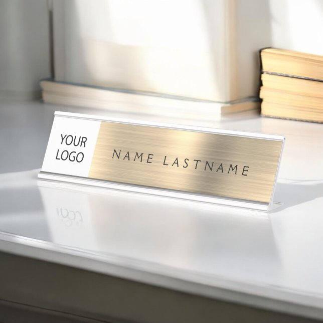 Placa De Mesa Logotipo Personalizado Profissional Dourado (Criador carregado)
