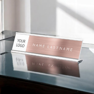 Placa De Mesa Logotipo Personalizado Rosa Dourado profissional