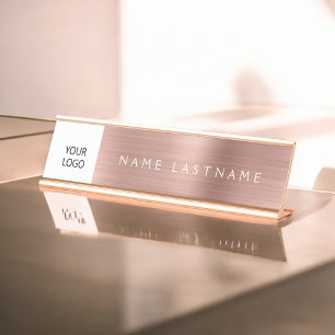 Placa De Mesa Logotipo personalizado rosa-Dourado rosa