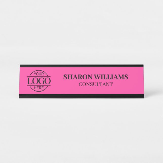 Placa De Mesa Logotipo Personalizado Simples Profissional Elegan (Frente)