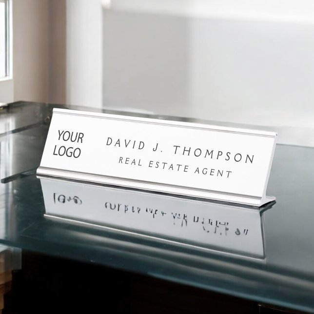 Placa De Mesa Logotipo Personalizado - White Professional (Criador carregado)