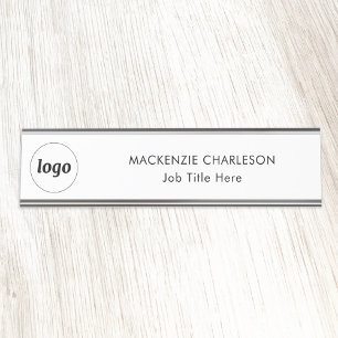 Placa De Mesa Logotipo Simples com Texto Personalizado Empresari